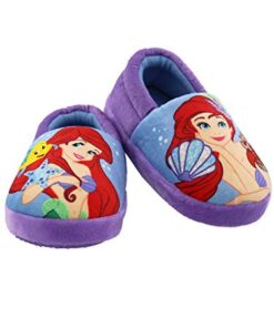 Disney Princess Ariel The Little Mermaid Girls Toddler Plush Aline Slippers (9-10 M US Toddler, Violet)