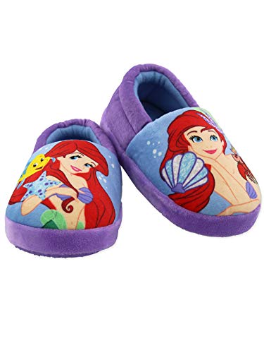 Disney Princess Ariel The Little Mermaid Girls Toddler Plush Aline Slippers (9-10 M US Toddler, Violet)