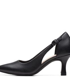 Clarks Women’s Kataleyna Rae Pump, Black Leather, 11 Wide