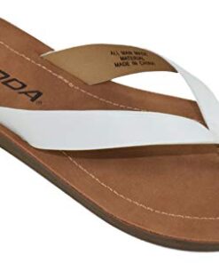Soda Shoes Women Flip Flops Basic Plain Slippers Thongs Sandals Strap Casual Beach Ella-S,White,10