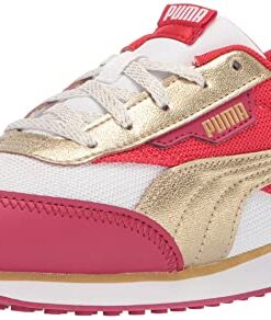 PUMA unisex child Future Rider Sneaker, Puma White-persian R, 4 Big Kid US