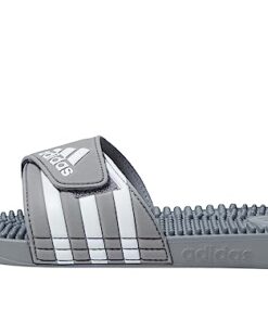 adidas Unisex Adissage Slides Sandal, Grey/White/Grey, 10 US Men