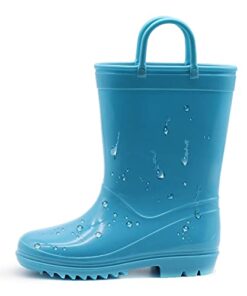 EUXTERPA Boys and Girls Waterproof Kids Rain Boots Solid Color Toddler Rain Boots with Handles Blue Toddler Size 9