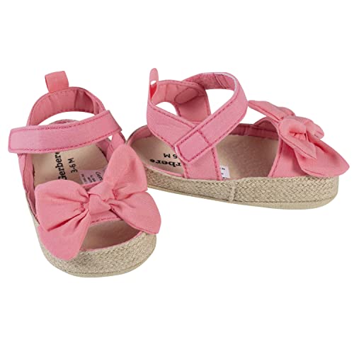 Gerber Baby Girls Espadrille Sandal Crib Shoe, Coral Pink, 0 3 Months Infant