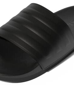 adidas unisex adult Adilette Comfort Slide Sandal, Core Black/Core Black/Core Black, 14 Women 13 Men US