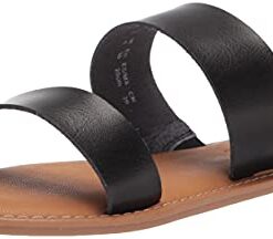 Amazon Essentials Women’s Two Band Sandal, Black, 13