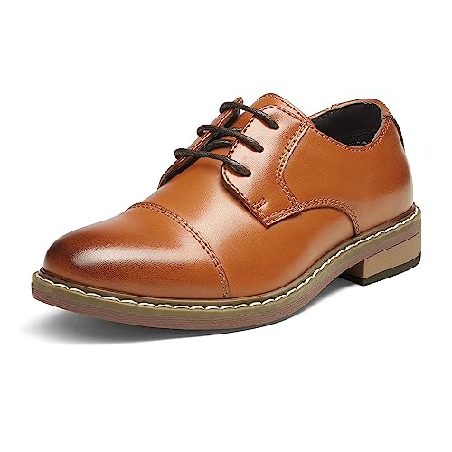 Bruno Marc Boys Dress Oxford Formal Lace-Up Shoes, Brown – 3 Little Kid (Oxford)