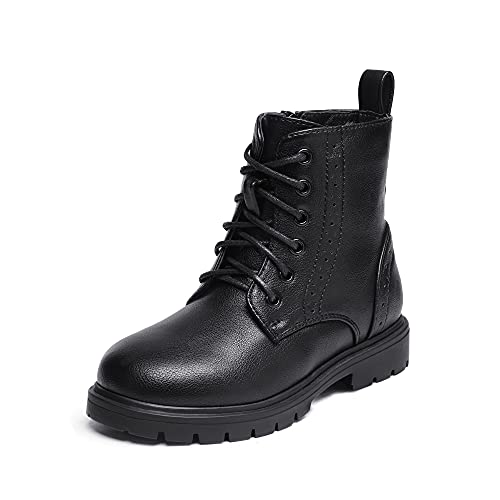 DREAM PAIRS Unisex-Child Kbo211 Side Zipper Combat Ankle Boots Black Pu Size 11 Little Kid, Black/Pu