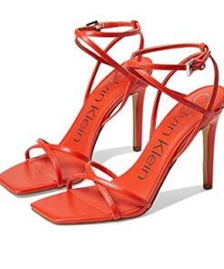 Calvin Klein Women’s TEGIN Heeled Sandal, Orange, 10