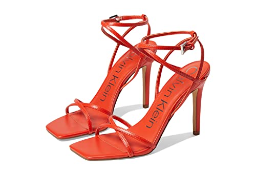 Calvin Klein Women’s TEGIN Heeled Sandal, Orange, 10