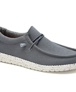 FW FRAN WILLOR Men’s Slip-On Casual Loafers Lightweight Comfortable Canvas Shoes Stretch Loafer Non Slip Breathable Boat Shoes Grey