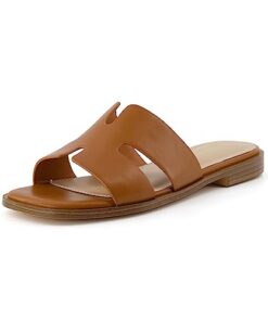 CUSHIONAIRE Women’s Voyage slide sandal +Memory Foam, Wide Widths Available, Whiskey 8 W