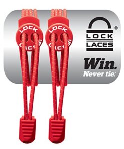 LOCK LACES (Elastic No Tie Shoelaces) (Red, 48-Inch)