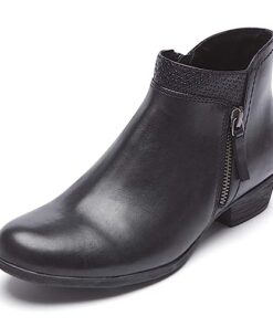 Rockport womens Carly Bootie Ankle Boot, Black Leather, 8.5 US