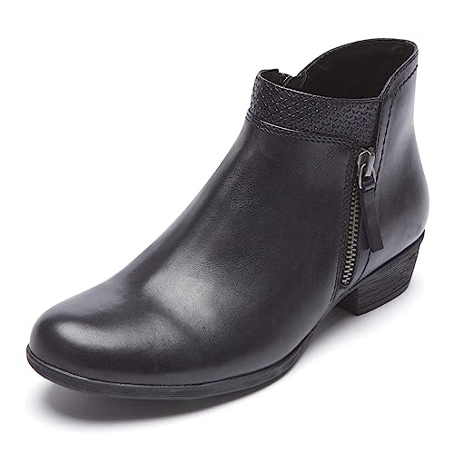 Rockport womens Carly Bootie Ankle Boot, Black Leather, 8.5 US