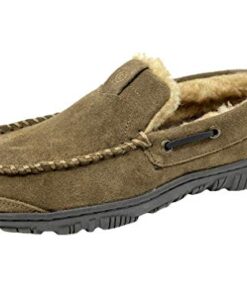 Clarks Mens Slippers Suede Venetian Moccasin Indoor & Outdoor Warm And Cozy House Slippers For Men (11 M US, Sage)