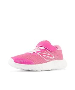 New Balance Girls DynaSoft 520 V8 Bungee Running Shoe, Hi-Pink/White/Signal Pink, 12 Wide Little Kid