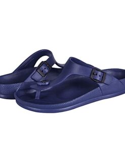 FUNKYMONKEY EVA Flip Flops Waterproof Adjustable Thong Sandals for Mens and Womens (8 M US, Navy/Flipflops)