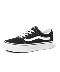 Vans Women’s Ward Platform Low-Top Sneakers, Black ((Canvas) Black/White 187), 7.5