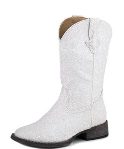 ROPER Girls’ Little Glitter Galore Western Boot Square Toe White 3 D(M) US