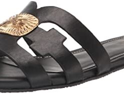 Sam Edelman Women’s Bay Flat Sandal, Black Radiant, 7.5