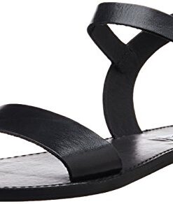 Steve Madden womens Donddi Flat Sandal, Black Leather, 7 US