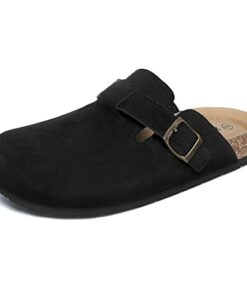 Xiakolaka Women’s Boston Clogs Adjustable Buckle Slip on Cork Footbed Home Clog Slippers Black Size 7