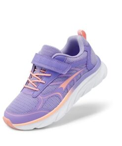 DREAM PAIRS Boys Girls Tennis Running Shoes Kids Breathable Athletic Sports Gym Sneakers Purple/Pink Size 12 Little Kid SDRS2326K