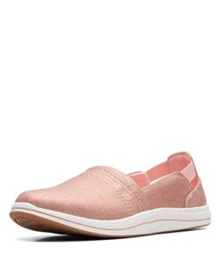 Clarks Women’s Breeze Step II Loafer, Pink Metallic Textile, 12 Wide