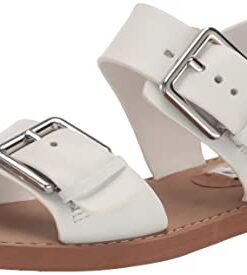 Steve Madden Women’s Santo Flat Sandal, White Leather, 9.5