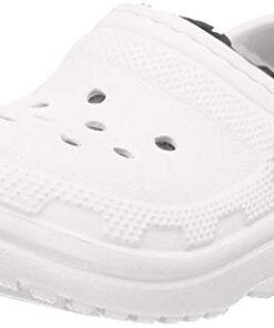 Crocs Kids’ Classic Lined Clog | Kids’ Slippers, White/Grey, 12 Little Kid