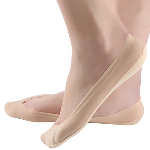 4 Pairs No Show Liner Socks Women’s Low Cut Cotton Nylon Boat Invisible Hidden Socks Non-Slip for Flats (Shoe Size 5-8, 4Nude)