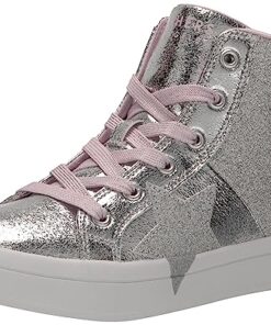 Skechers Kids Girls Hi-Lite Sneaker, Silver, 2 Little Kid