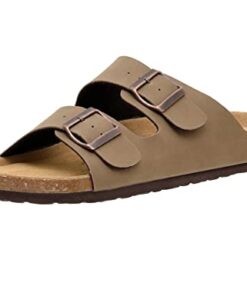 CUSHIONAIRE Men’s Lane Cork footbed Sandal with +Comfort, Brown Nubuck 10