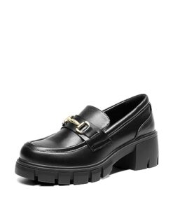 DREAM PAIRS Loafers for Women, Platform Chunky Loafers & Slip On Casual Shoes, Black, Size 7, SDLS2321W