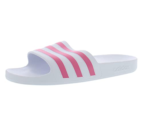 adidas Women’s Adilette Aqua Slides Sandal, White/Rose Tone/White, 9