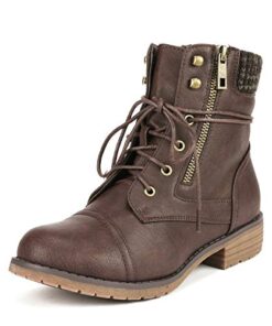 DREAM PAIRS Women’s Peakk Brown Lace Up Combat Boots Ankle Bootie Size 9.5 B(M) US