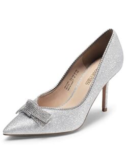 DREAM PAIRS Women’s Heels Pointed Toe Pump Shoes for Women SDPU2314W, Size 7, Silver-Glitter