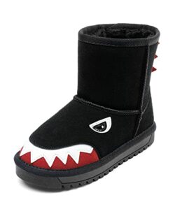 DREAM PAIRS Boys Girls Snow Boots Toddler/Little Kids Winter Cute Shoes Black/Shark Size 12 Little Kid SDSB2223K