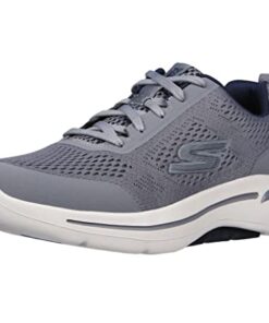 Skechers Men’s Gowalk Arch Fit-Athletic Workout Walking Shoe with Air Cooled Foam Sneaker, Grey/Navy, 12