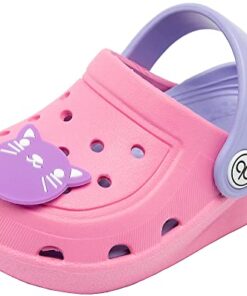 dripdrop Girls Comfort Clogs Kids Slip On Garden Shoes Boys Lightweight Beach Pool Slide Sandals Shower Slipper Pink/6 Toddler