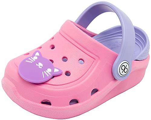 dripdrop Girls Comfort Clogs Kids Slip On Garden Shoes Boys Lightweight Beach Pool Slide Sandals Shower Slipper Pink/6 Toddler