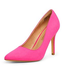 DREAM PAIRS Womens High Heel Pump Shoes, Fuchsia Suede – 9.5 (Heel Pump)