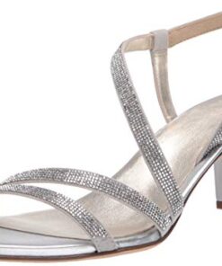 Naturalizer Womens Vanessa2 Rhinestone Embellished Strappy Heeled Sandal ,Silver ,9.5W