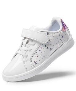 DREAM PAIRS Girls Sneakers Toddler Little Kids Tennis School Walking Shoes White Size 4 Big Kid SDFS2210K