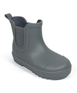 BEARPAW Early Walking Rain Boots for Boys/Girls, Waterproof Rubber Kids Rainboots – Water, Muddy Park & Hiking Shoes, Gray/3