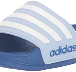 adidas Adilette Shower Slide Sandal, Blue Dawn/White/Team Royal Blue, 2 US Unisex Little Kid