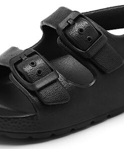 INMINPIN Toddler Boys Girls Buckle Sandals Comfort Open Toe Sandal with Adjustable Back Strap, Black, 11 Toddler