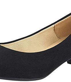 DREAM PAIRS Women’s Mila Black Suede Low Chunky Heel Pump Shoes Size 8 M US