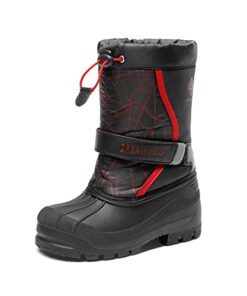 DREAM PAIRS Little Kid Kamick Black Red Mid Calf Waterproof Winter Snow Boots Size 12 M US Little Kid